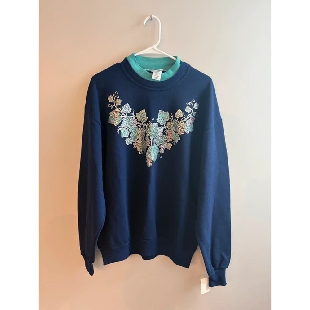 Vintage 90’s sweatshirt, NWT, mock neck, graphic, cottagecore, grandma
